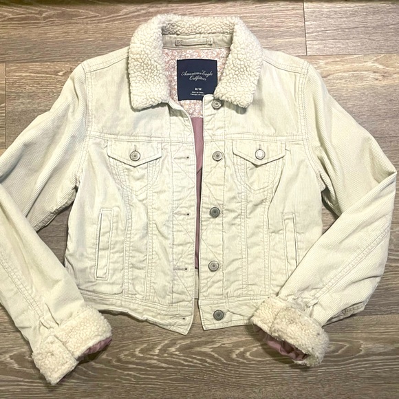 American Eagle Cream Corduroy Jacket SZ medium - Picture 1 of 10